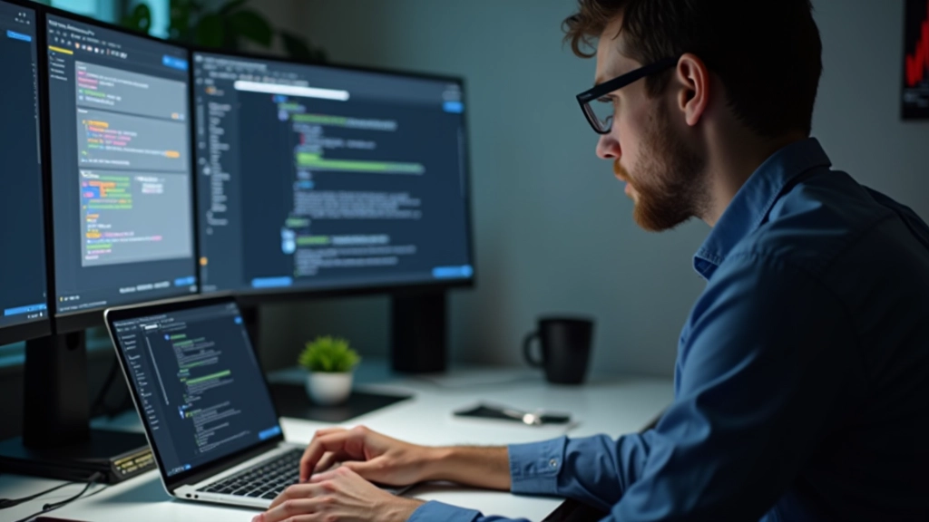 Designer arbeitet an einem Benachrichtigungsdesign-System mit Dokumentation und Designwerkzeugen